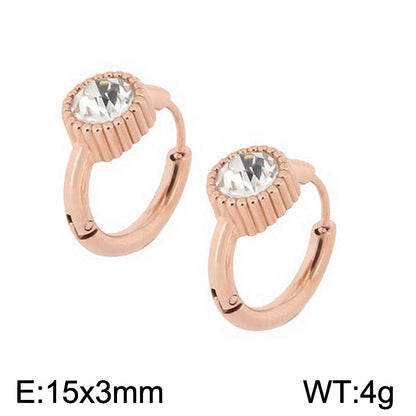 1 Pair Simple Style Oval Butterfly Rectangle Plating Inlay Titanium Steel Zircon 18K Gold Plated Hoop Earrings