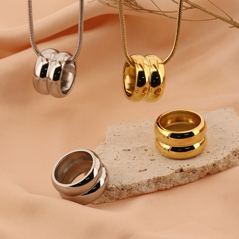 Titanium Steel Simple Style Round Layered Jewelry Set