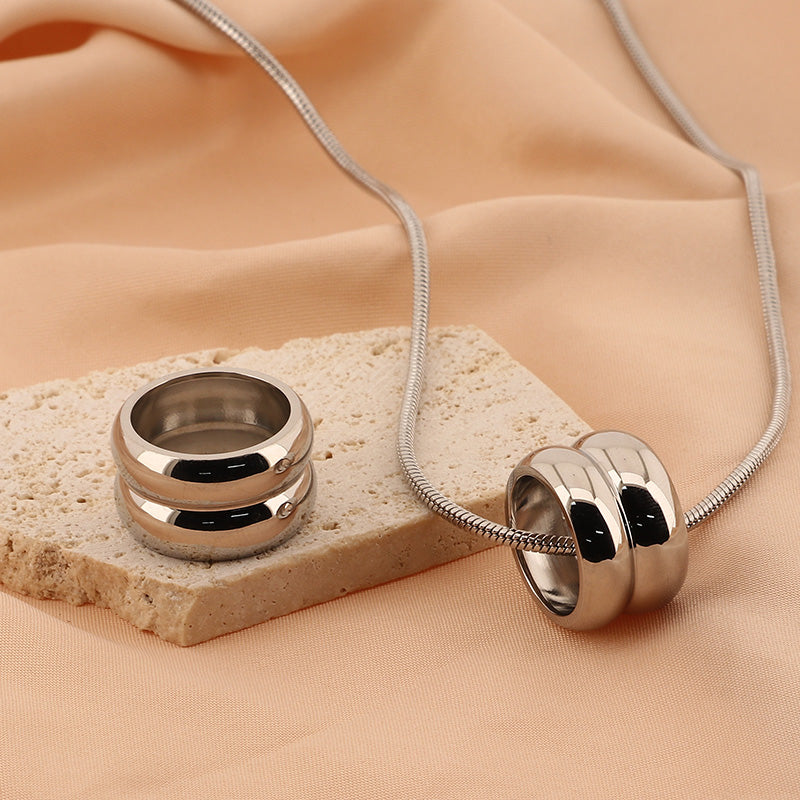 Titanium Steel Simple Style Round Layered Jewelry Set