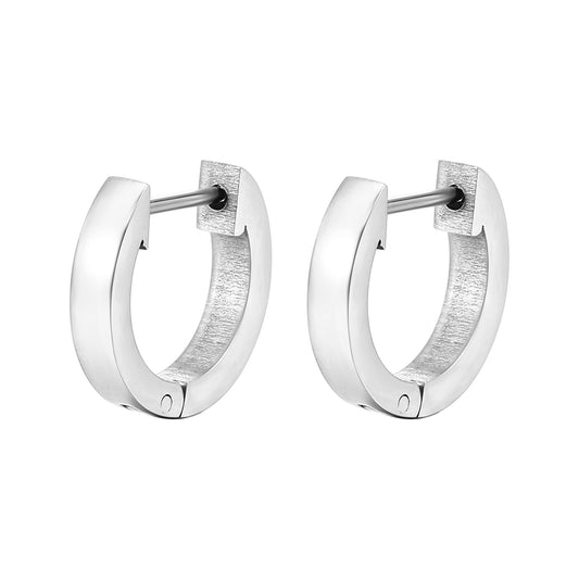 1 Pair Classic Style Geometric Solid Color Stainless Steel 18K Gold Plated Hoop Earrings