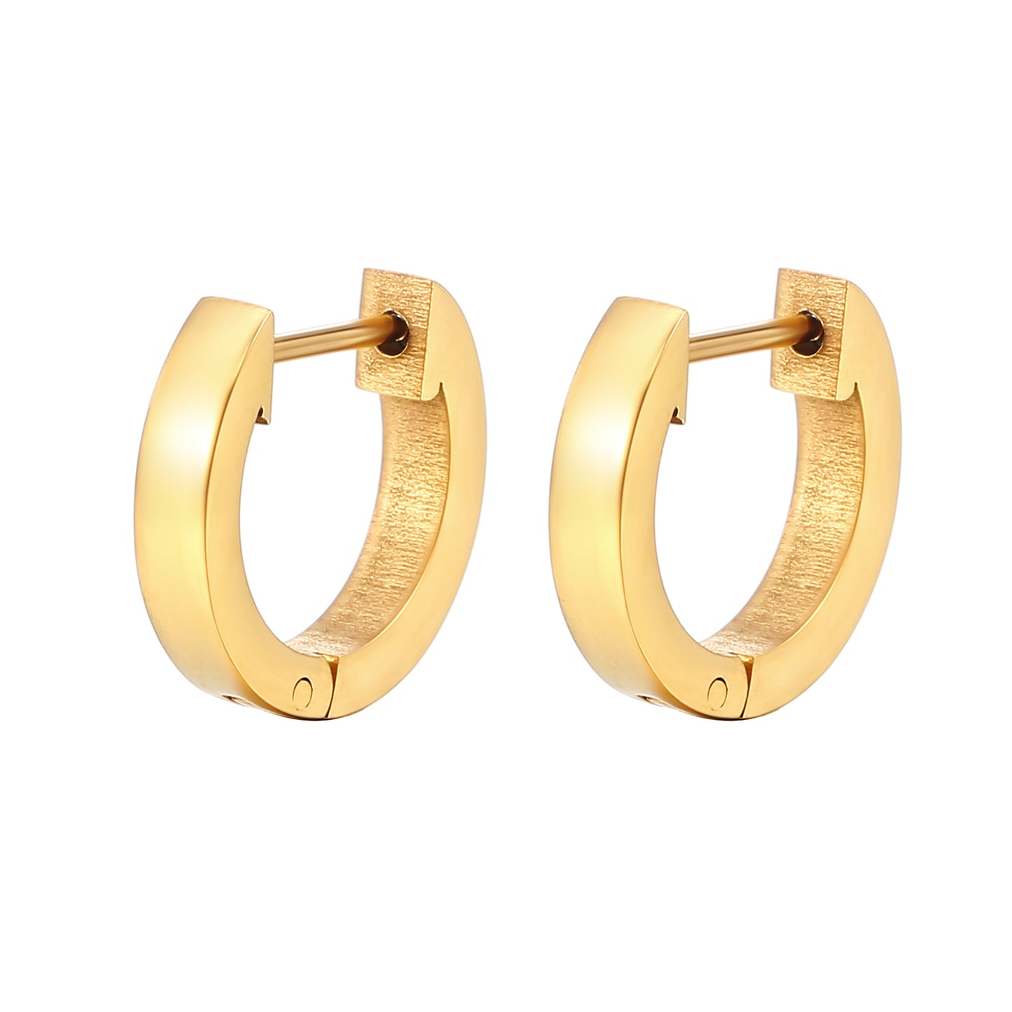 1 Pair Classic Style Geometric Solid Color Stainless Steel 18K Gold Plated Hoop Earrings