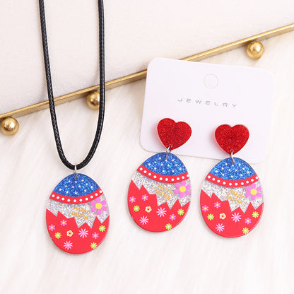 1 Pair Cute Egg Printing Arylic Drop Earrings