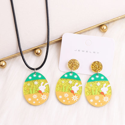 1 Pair Cute Egg Printing Arylic Drop Earrings