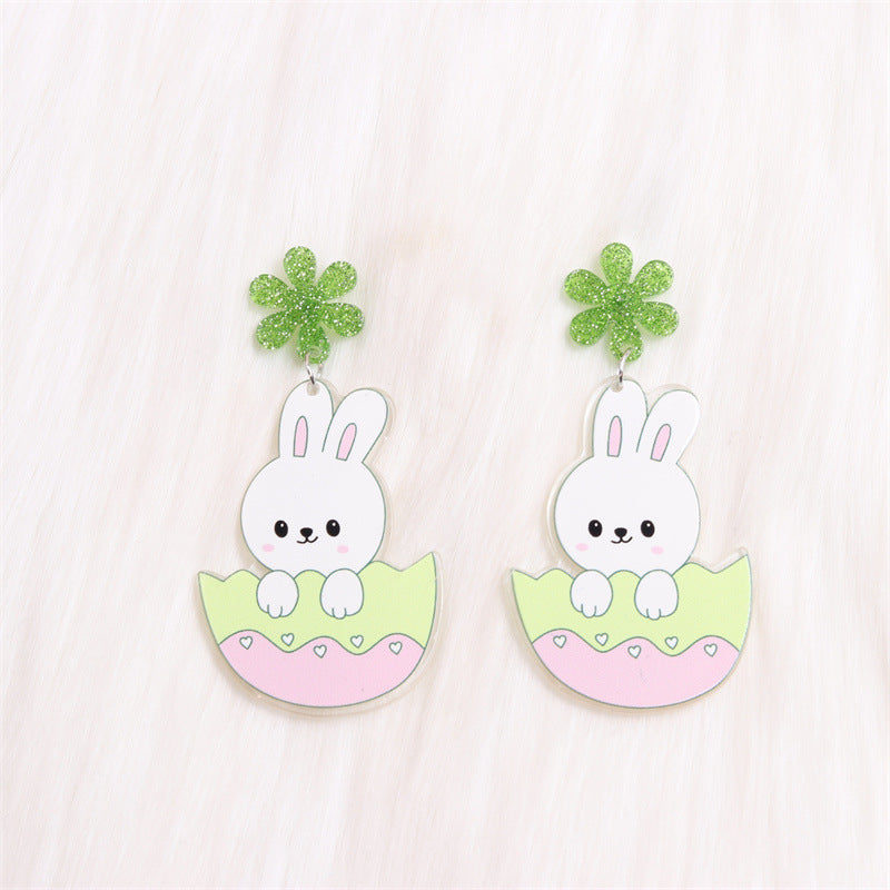 1 Pair Cartoon Style Cute Animal Egg Printing Arylic Drop Earrings