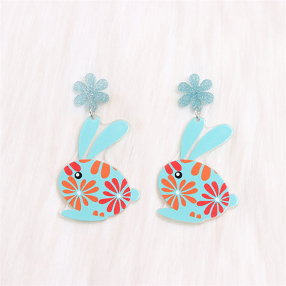 1 Pair Cartoon Style Cute Animal Egg Printing Arylic Drop Earrings