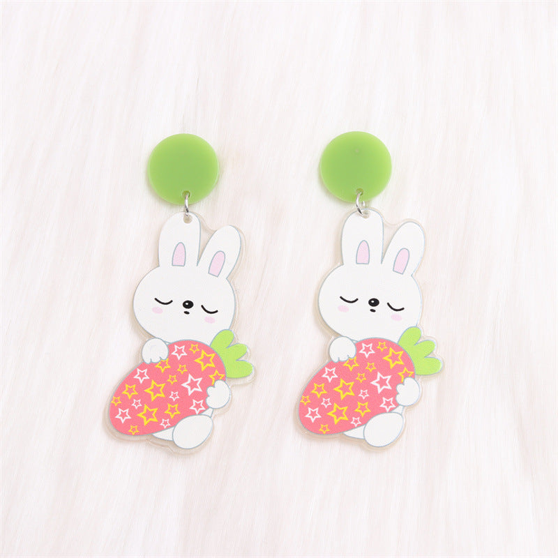 1 Pair Cartoon Style Cute Animal Egg Printing Arylic Drop Earrings