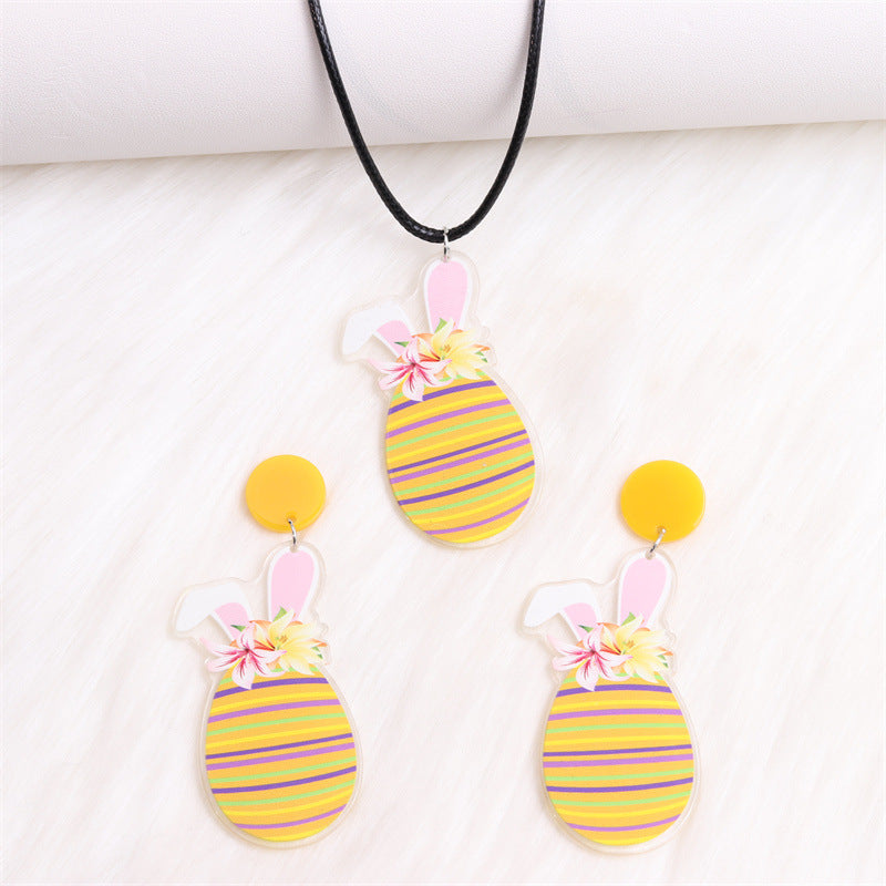 1 Pair Cartoon Style Cute Animal Egg Printing Arylic Drop Earrings