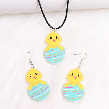 1 Pair Cartoon Style Cute Animal Egg Printing Arylic Drop Earrings