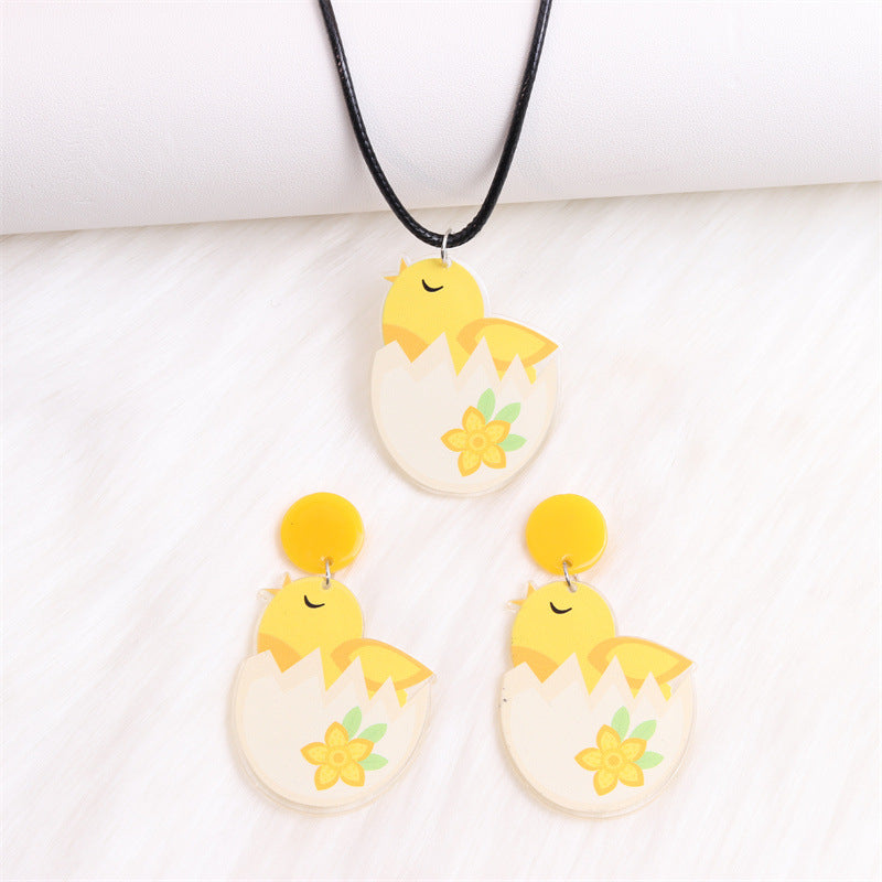 1 Pair Cartoon Style Cute Animal Egg Printing Arylic Drop Earrings