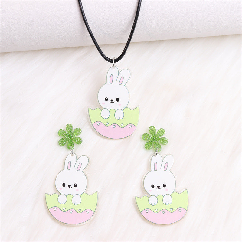 1 Pair Cartoon Style Cute Animal Egg Printing Arylic Drop Earrings