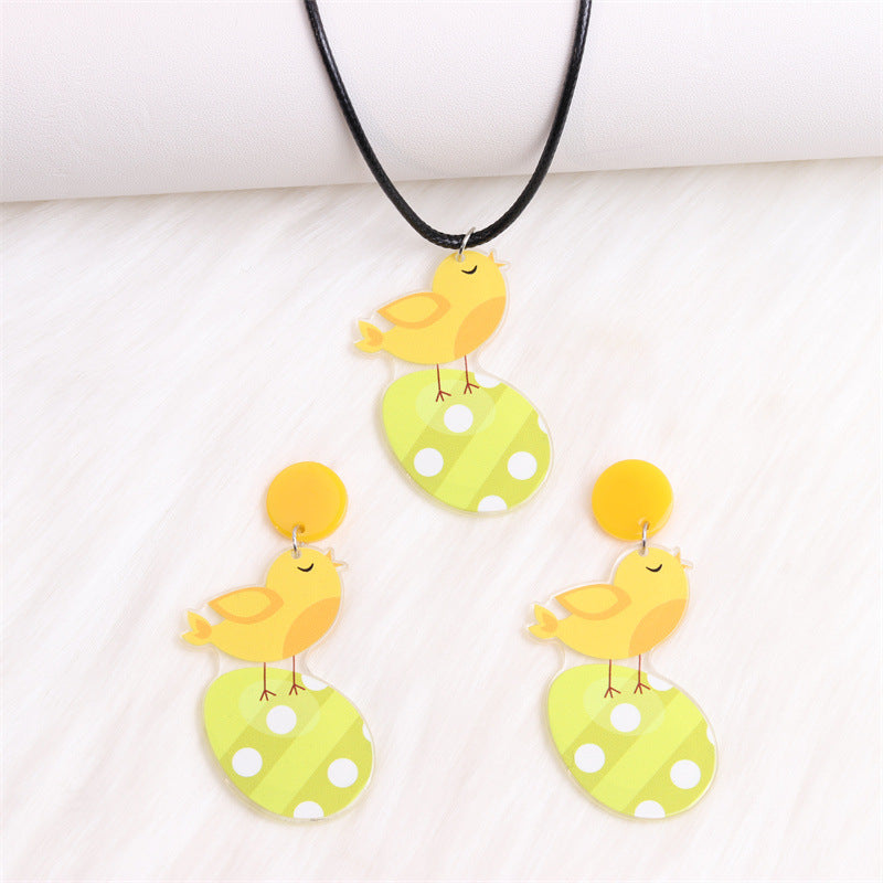 1 Pair Cartoon Style Cute Animal Egg Printing Arylic Drop Earrings