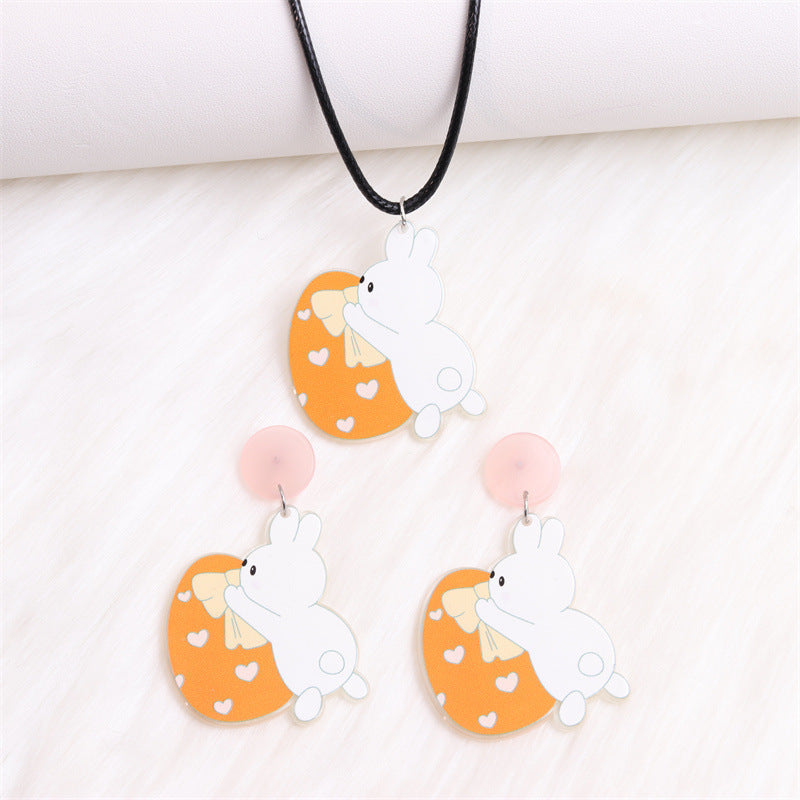 1 Pair Cartoon Style Cute Animal Egg Printing Arylic Drop Earrings