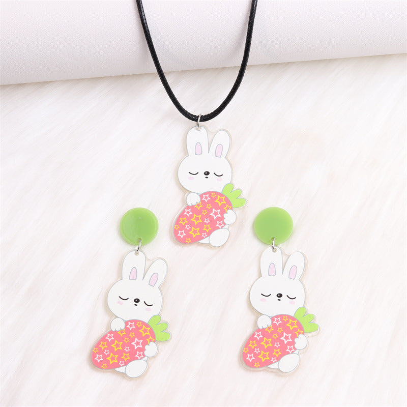 1 Pair Cartoon Style Cute Animal Egg Printing Arylic Drop Earrings