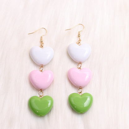 1 Pair Casual Sweet Heart Shape Patchwork Arylic Drop Earrings