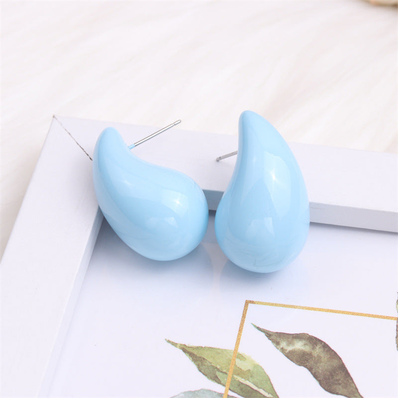 1 Pair Simple Style Water Droplets Spray Paint Arylic Ear Studs