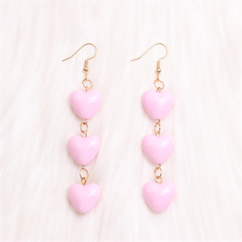 1 Pair Sweet Simple Style Heart Shape Spray Paint Arylic Drop Earrings