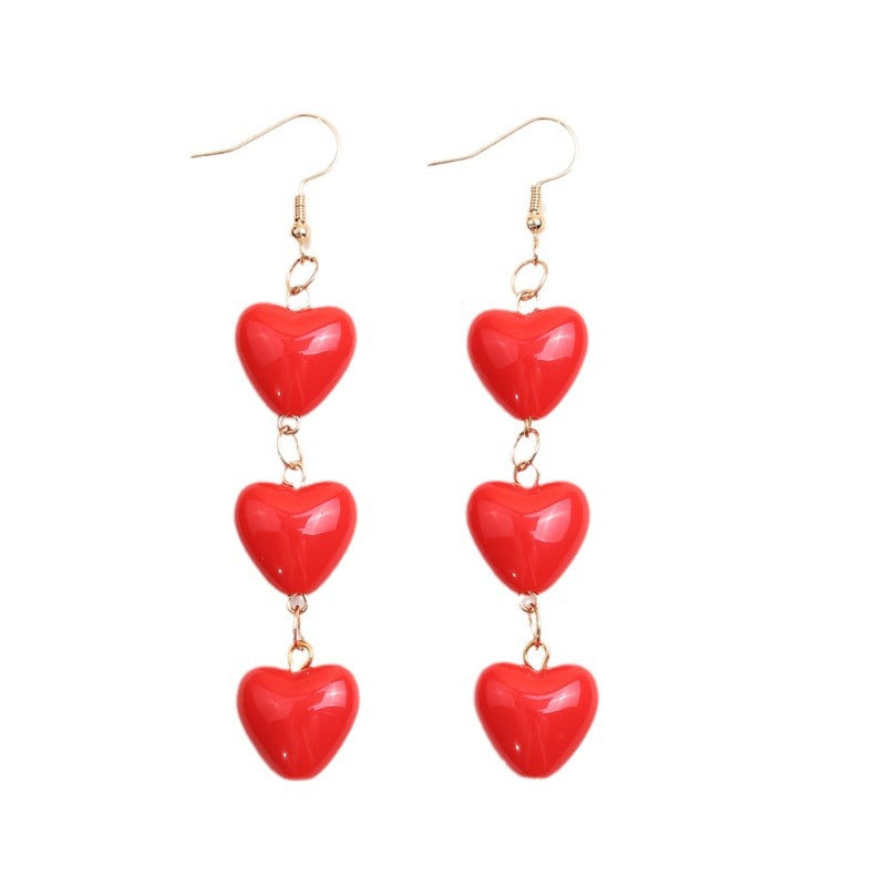 1 Pair Sweet Simple Style Heart Shape Spray Paint Arylic Drop Earrings