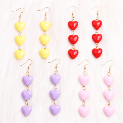 1 Pair Sweet Simple Style Heart Shape Spray Paint Arylic Drop Earrings