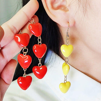 1 Pair Sweet Simple Style Heart Shape Spray Paint Arylic Drop Earrings