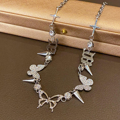 Titanium Steel Sweet Simple Style Butterfly Plating Necklace