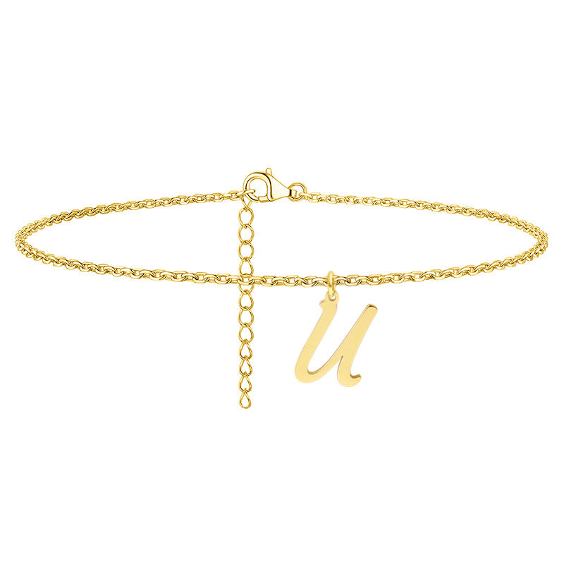 Simple Style Letter Stainless Steel Women's Anklet