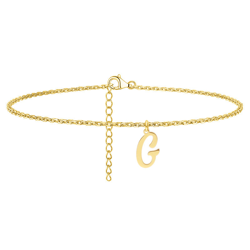 Simple Style Letter Stainless Steel Women's Anklet