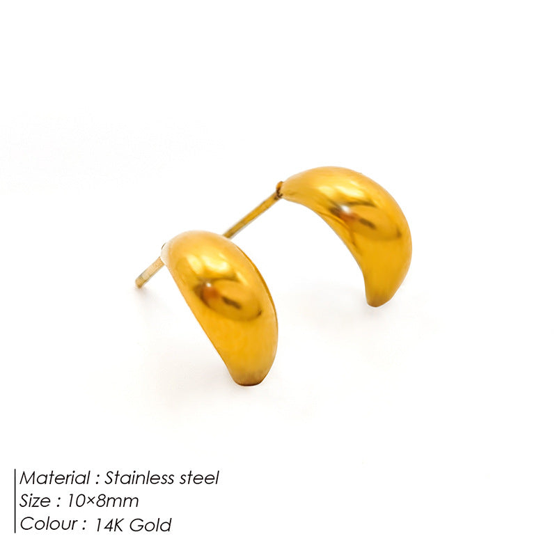 1 Pair Simple Style Solid Color Plating Stainless Steel 18k Gold Plated Ear Studs