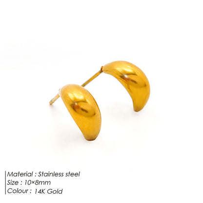 1 Pair Simple Style Solid Color Plating Stainless Steel 18k Gold Plated Ear Studs