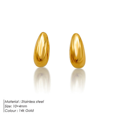 1 Pair Simple Style Solid Color Plating Stainless Steel 18k Gold Plated Ear Studs