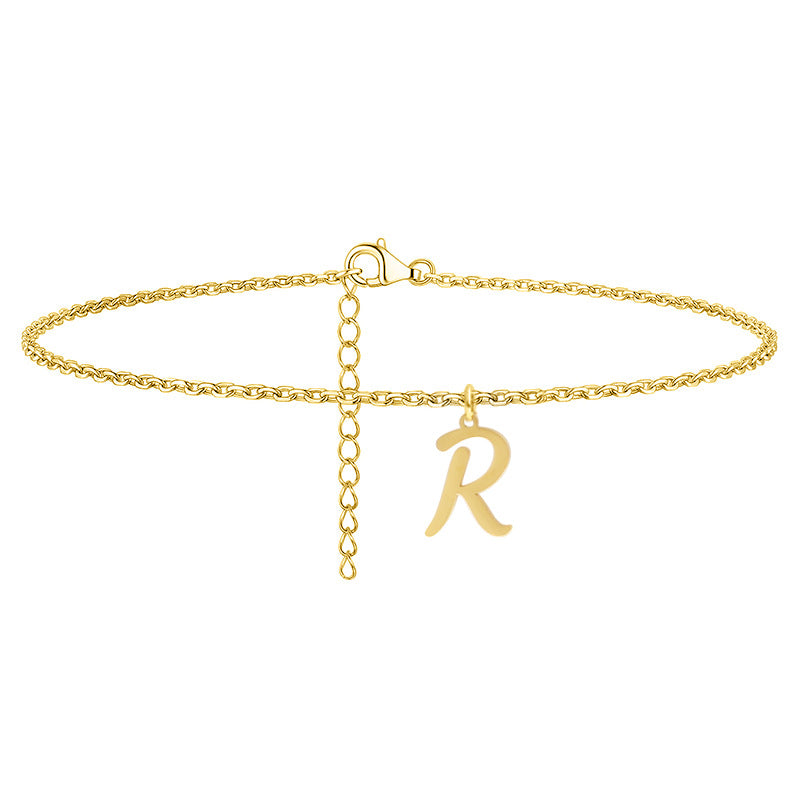 Simple Style Letter Stainless Steel Women's Anklet