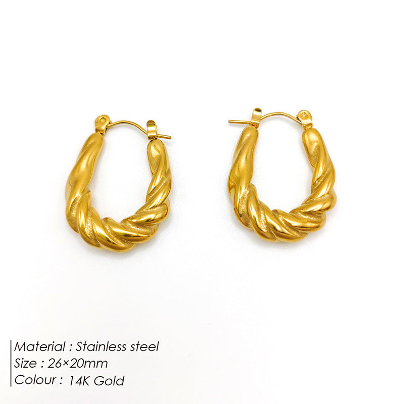 1 Pair Simple Style Geometric Plating Stainless Steel 18K Gold Plated Hoop Earrings