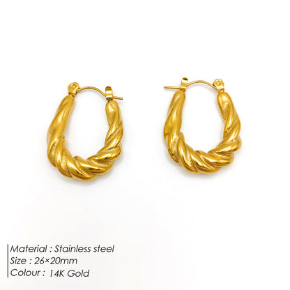 1 Pair Simple Style Geometric Plating Stainless Steel 18K Gold Plated Hoop Earrings