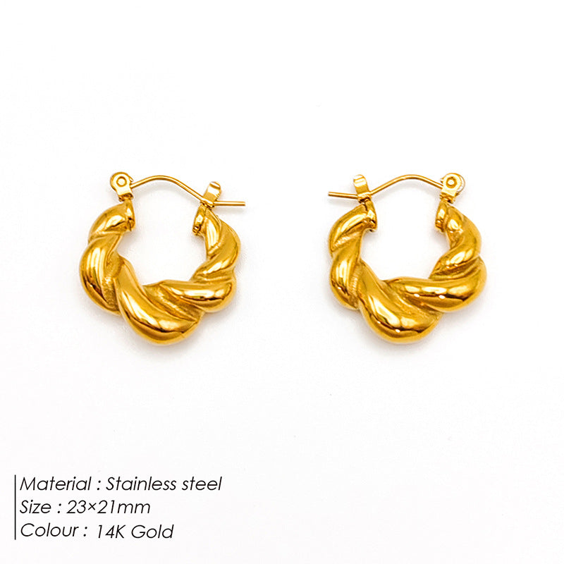 1 Pair Simple Style Geometric Plating Stainless Steel 18K Gold Plated Hoop Earrings