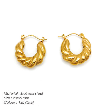 1 Pair Simple Style Geometric Plating Stainless Steel 18K Gold Plated Hoop Earrings