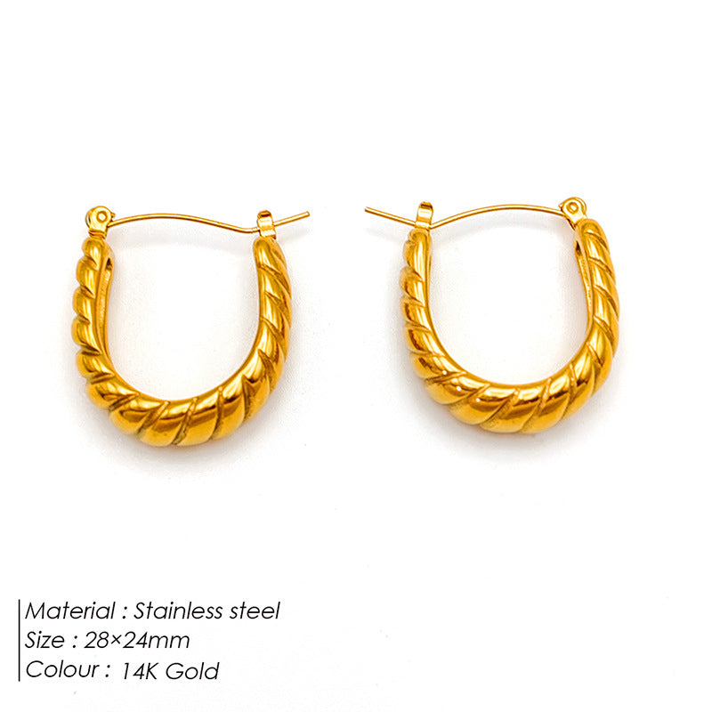 1 Pair Simple Style Geometric Plating Stainless Steel 18K Gold Plated Hoop Earrings