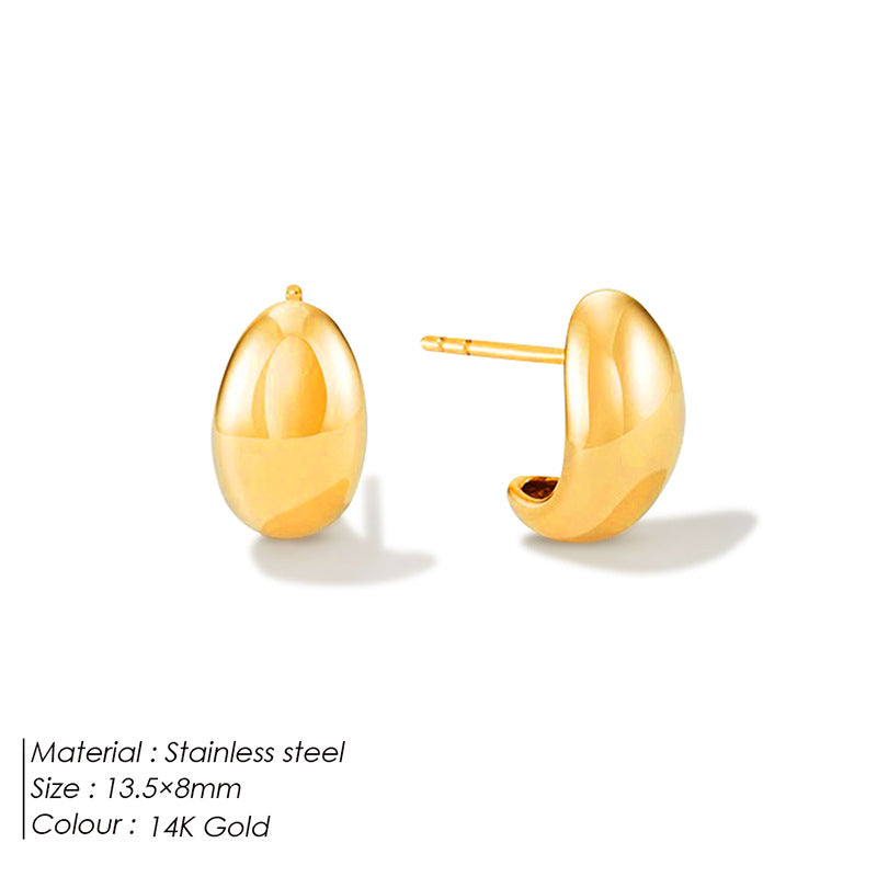 1 Pair Simple Style Solid Color Plating Stainless Steel 18k Gold Plated Ear Studs