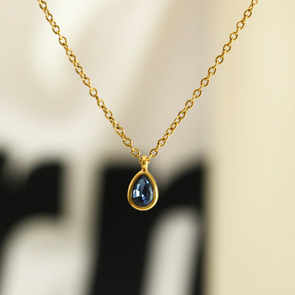 Titanium Steel Elegant Geometric Water Droplets Plating Inlay Rhinestones Pendant Necklace