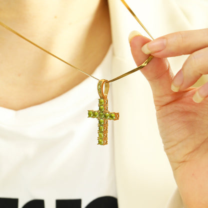 Titanium Steel Vintage Style Cross Plating Inlay Rhinestones Pendant Necklace