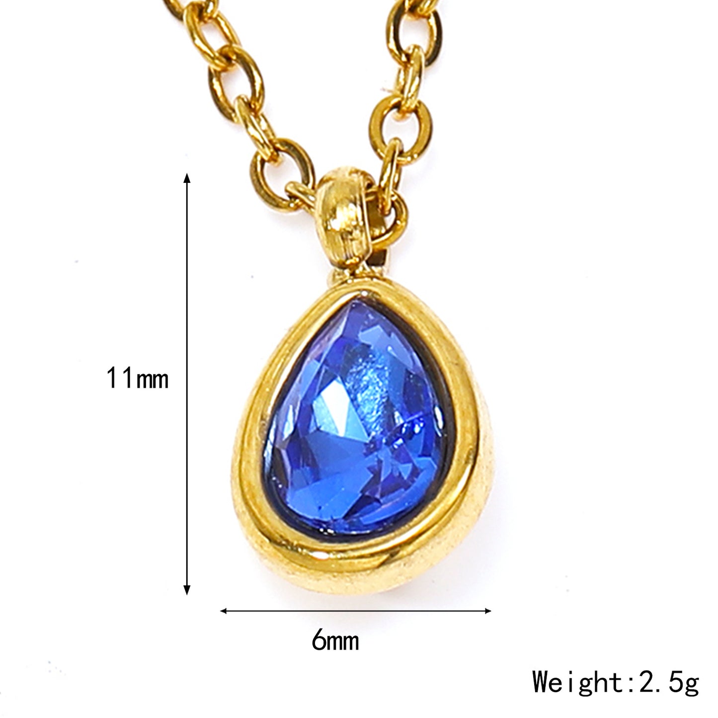 Titanium Steel Elegant Geometric Water Droplets Plating Inlay Rhinestones Pendant Necklace