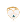 Wholesale Jewelry Simple Style Devil's Eye Heart Shape Alloy Enamel Open Rings