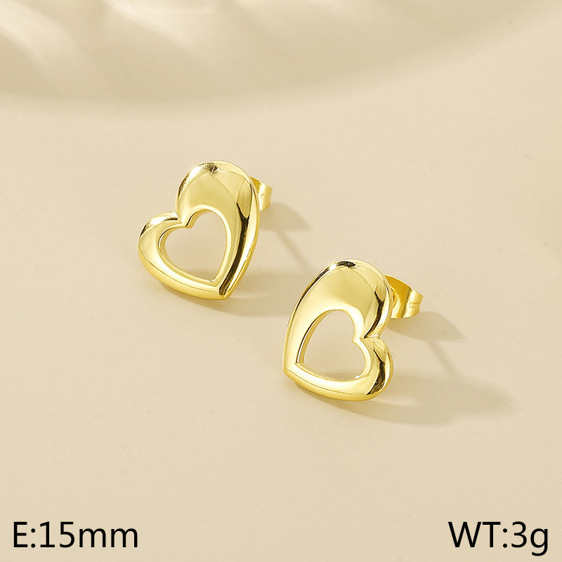 1 Pair Simple Style Heart Shape Stainless Steel Gold Plated Ear Studs