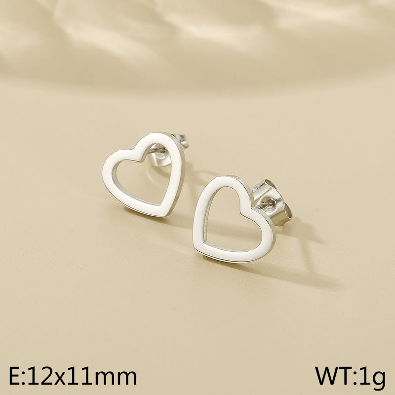 1 Pair Simple Style Heart Shape Stainless Steel Gold Plated Ear Studs