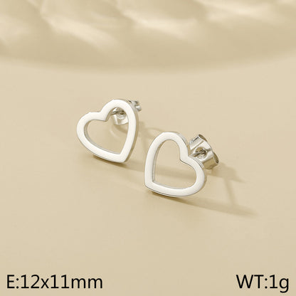 1 Pair Simple Style Heart Shape Stainless Steel Gold Plated Ear Studs