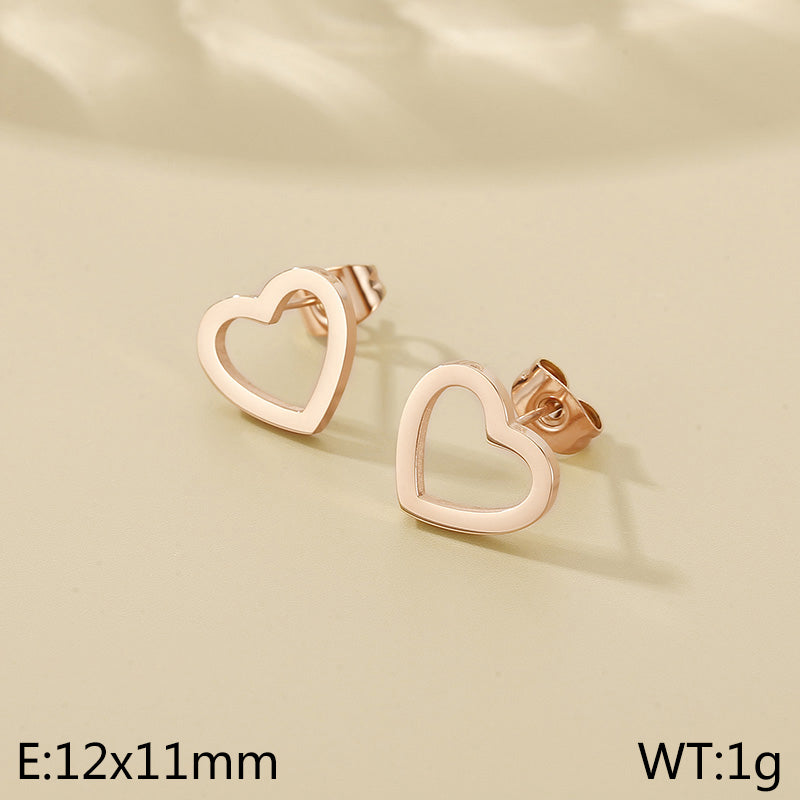 1 Pair Simple Style Heart Shape Stainless Steel Gold Plated Ear Studs