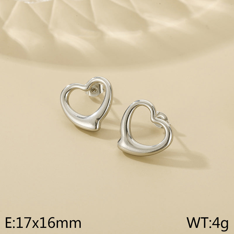 1 Pair Simple Style Heart Shape Stainless Steel Gold Plated Ear Studs