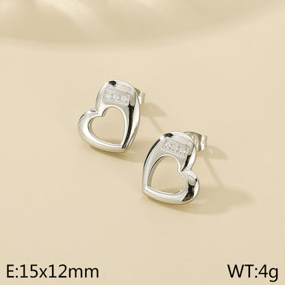 1 Pair Simple Style Heart Shape Stainless Steel Gold Plated Ear Studs