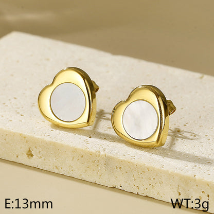 1 Pair Simple Style Heart Shape Titanium Steel Gold Plated Ear Studs