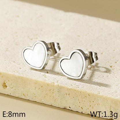 1 Pair Simple Style Heart Shape Titanium Steel Gold Plated Ear Studs