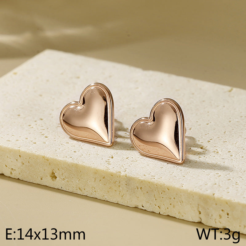 1 Pair Simple Style Heart Shape Titanium Steel Gold Plated Ear Studs