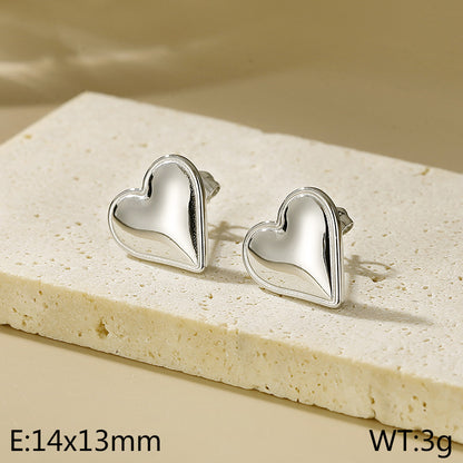 1 Pair Simple Style Heart Shape Titanium Steel Gold Plated Ear Studs